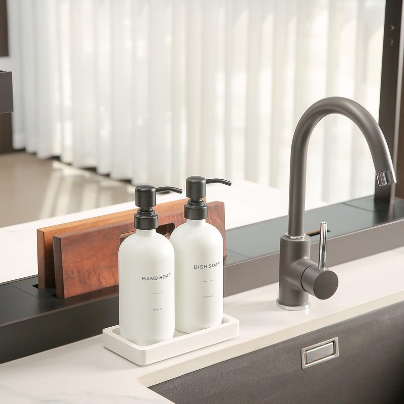 Prus Waso Kitchen Soap Dispenser Set, White Soap Dispenser with Black Stainless Steel Pump, Perfect for Modern Kitchen Decor. (White) - Image 2