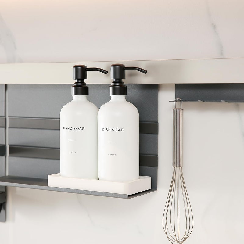 Prus Waso Kitchen Soap Dispenser Set, White Soap Dispenser with Black Stainless Steel Pump, Perfect for Modern Kitchen Decor. (White) - Image 4