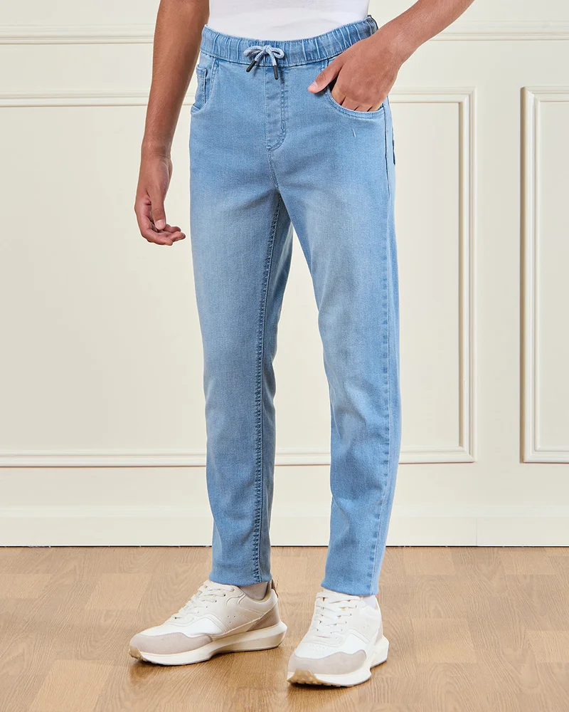 REDTAG Senior Boys Blue Slim Fit Pull-On Jeans