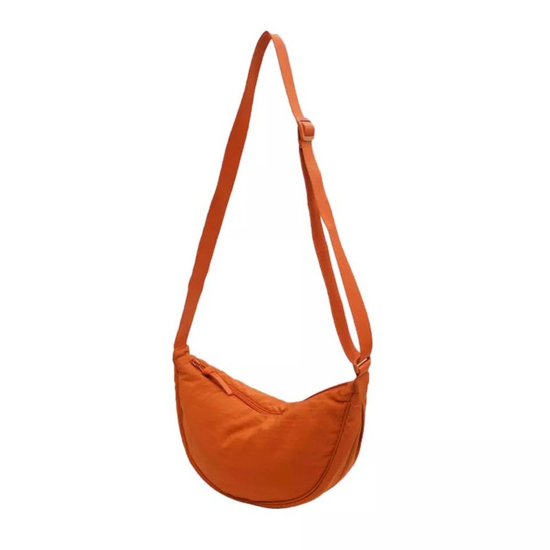 GLOSSY Crescent Bag Half-moon Shaped Crossbody Shoulder Bag with Adjustable Strap for Women Men School Sport Travel (Orange) - Image 1