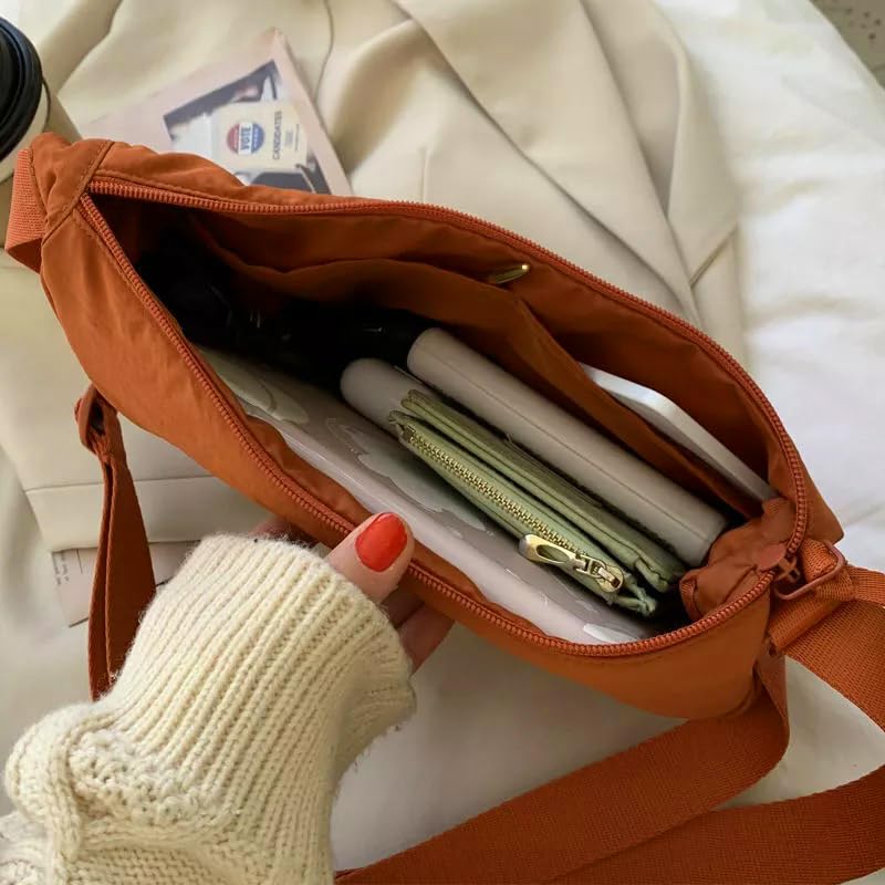 GLOSSY Crescent Bag Half-moon Shaped Crossbody Shoulder Bag with Adjustable Strap for Women Men School Sport Travel (Orange) - Image 5