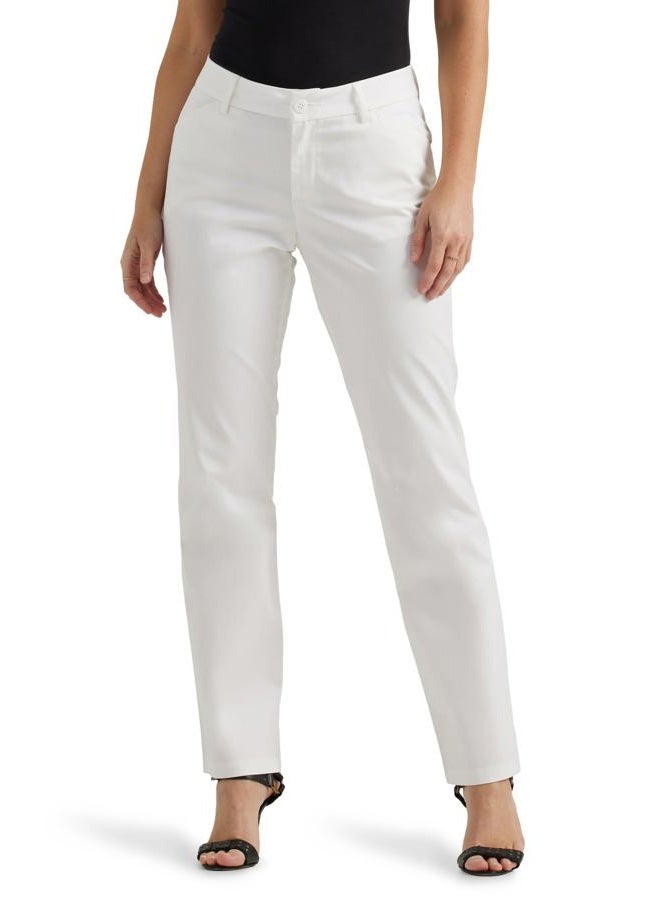 LEE Women's Wrinkle Free Relaxed Fit Straight Leg Pant, Bright White, 10 - Image 1