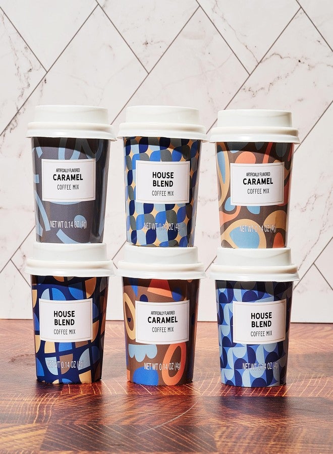 Thoughtfully BomBombs Coffee Mix Gourmet Gift Set in Mini Cup Packaging, Includes 6 Instant Coffees in House Blend and Caramel Flavors, Small Coffee Sampler Gift Basket for Coffee Lovers - Image 2