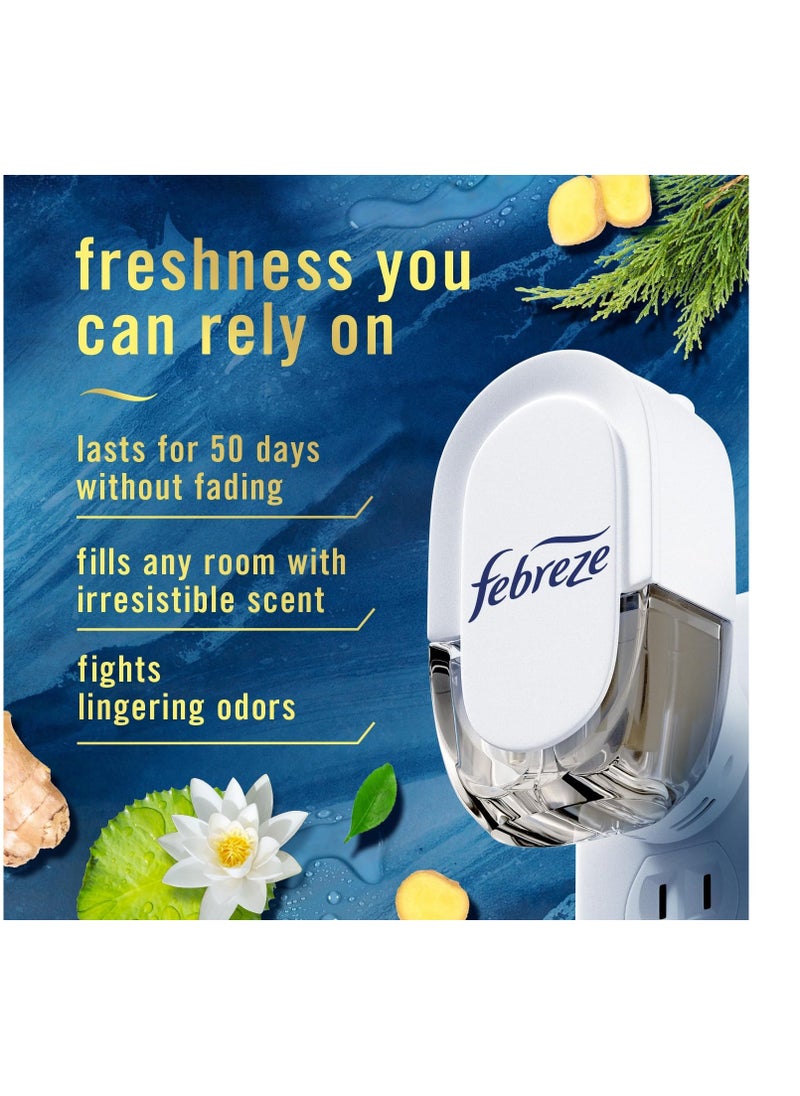 febreze - Febreze Plug in Air Fresheners for Home, Air Freshener Plug in, Wall Diffuser, Ocean Scent, Odor Fighter for Strong Odors, 1 Warmer + 2 Oil Refills - Image 1