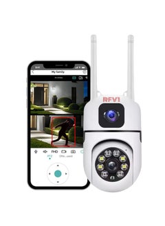 RFV1 360° Dual Lens Mini PTZ WiFi Security Camera – 4MP Full HD Resolution, Dual Screen View, Color Night Vision, Human & Motion Detection, Auto Tracking, Two-Way Audio, Multi-User Access
