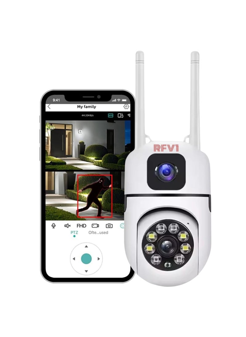 RFV1 - RFV1 360° Dual Lens Mini PTZ WiFi Security Camera – 4MP Full HD Resolution, Dual Screen View, Color Night Vision, Human & Motion Detection, Auto Tracking, Two-Way Audio, Multi-User Access - Image 1