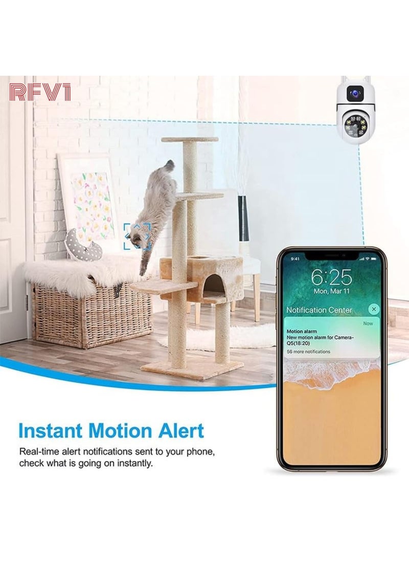 RFV1 - RFV1 360° Dual Lens Mini PTZ WiFi Security Camera – 4MP Full HD Resolution, Dual Screen View, Color Night Vision, Human & Motion Detection, Auto Tracking, Two-Way Audio, Multi-User Access - Image 1
