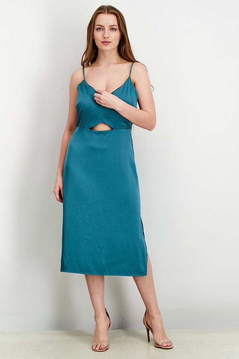 Sam Edelman Women Plain Sleeveless Midi Dress, Industrial Green - Image 1