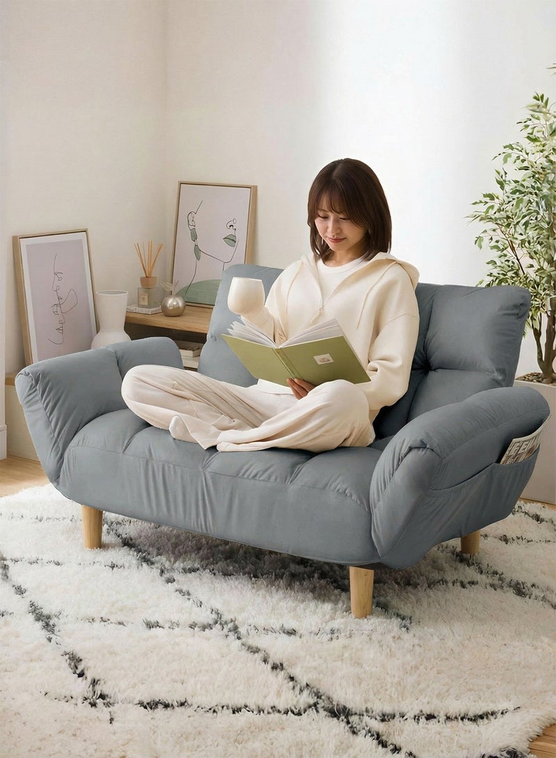 Taimi Folding Sofa Bed with Adjustable Arms and Backrest, Suitable for Living Room and Office, 110×30×60cm - Grey - Image 2