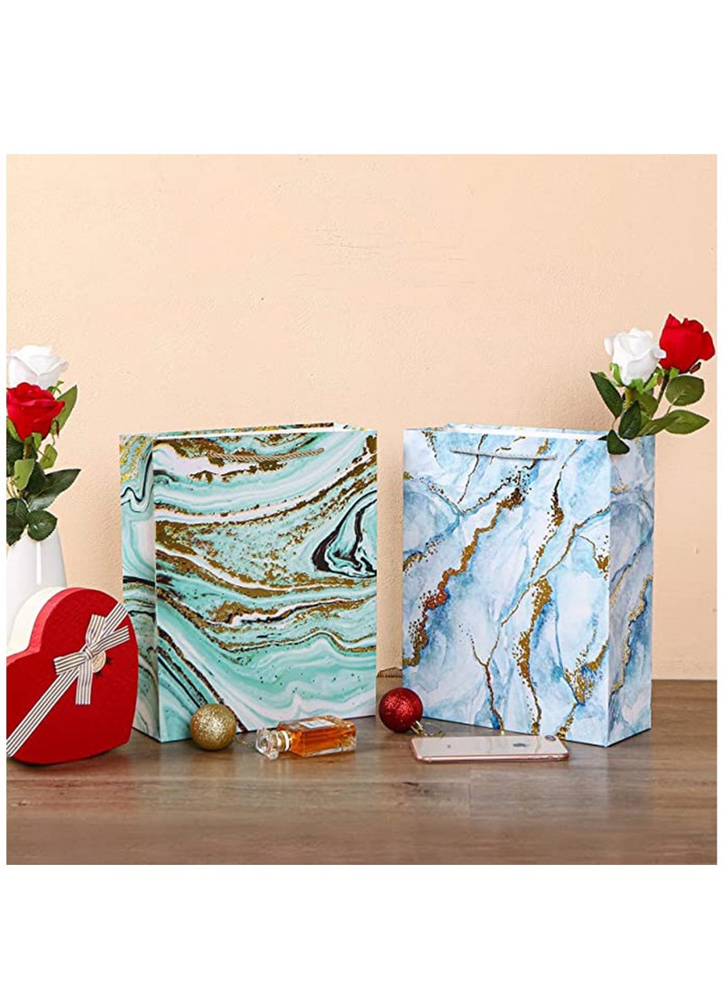Gift Bags Bulk, Bulk Party Favor Bags with Handle,  Colored Gift Wrap Bags for Baby Shower, Birthday, Wedding, Mother' Day, Party Favors (12Pack Medium Size Marble Pattern12.6Inch) - Image 2