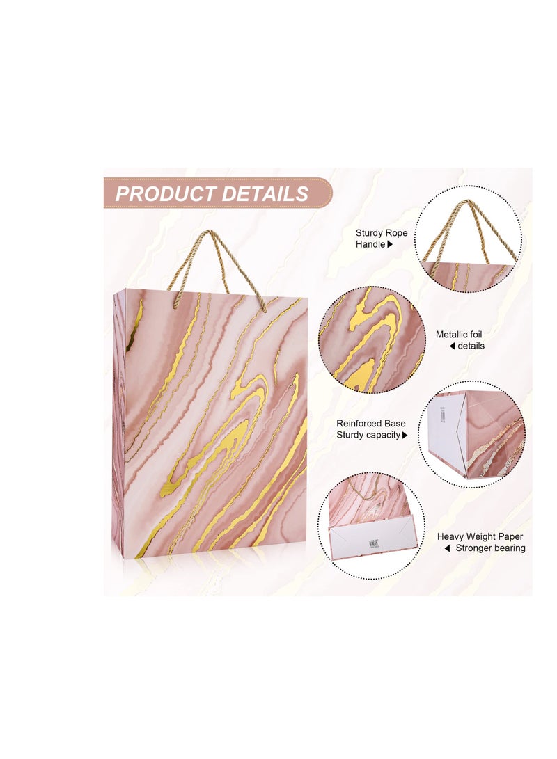 Gift Bags Bulk, Bulk Party Favor Bags with Handle,  Colored Gift Wrap Bags for Baby Shower, Birthday, Wedding, Mother' Day, Party Favors (12Pack Medium Size Marble Pattern12.6Inch) - Image 5