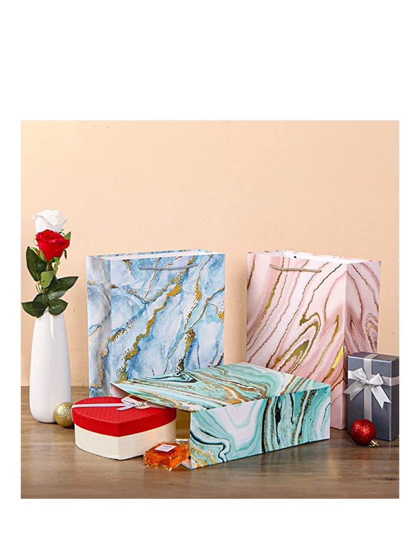 Gift Bags Bulk, Bulk Party Favor Bags with Handle,  Colored Gift Wrap Bags for Baby Shower, Birthday, Wedding, Mother' Day, Party Favors (12Pack Medium Size Marble Pattern12.6Inch) - Image 3