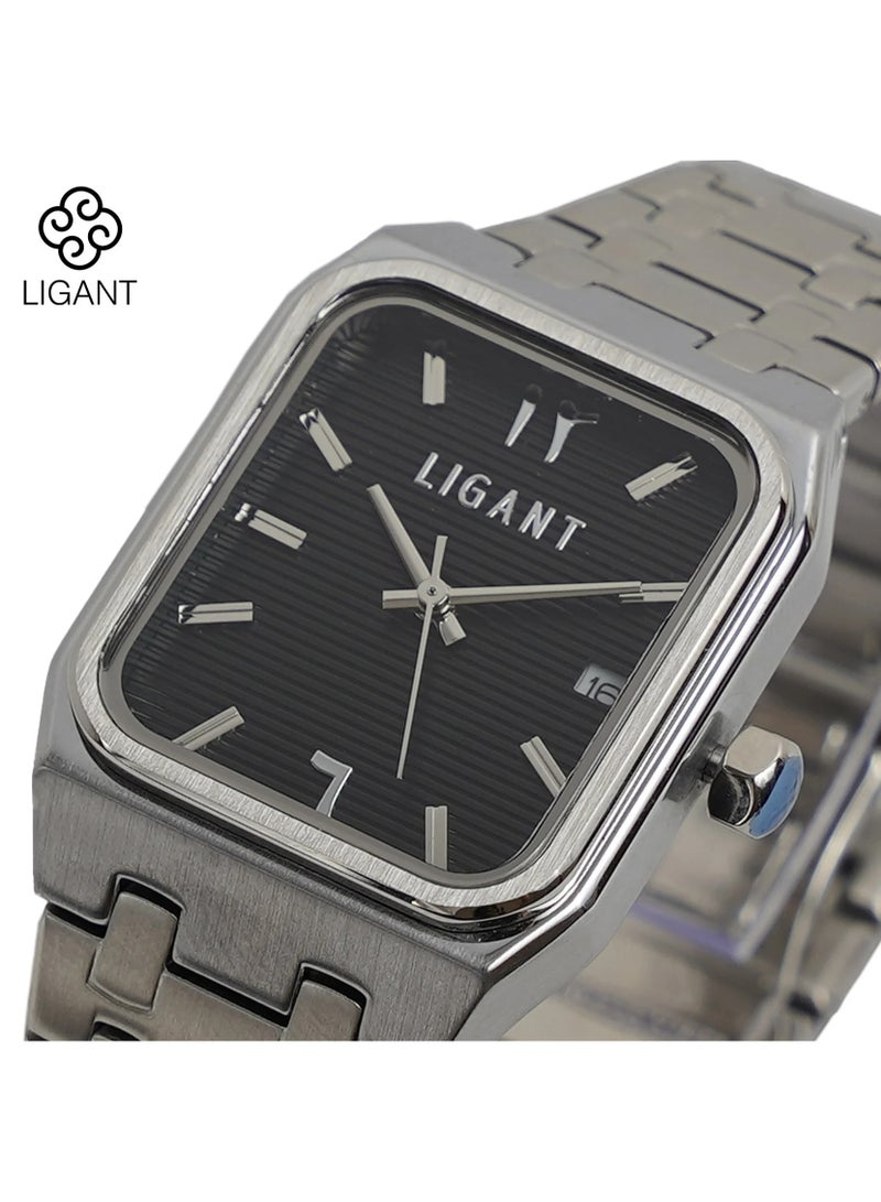 LIGANT Luxury Men's Stainless Steel Watch in Premium Silver - Elegant Modern Design - Rust Resistant Metallic Wristwatch for Business & Formal Events - Image 2