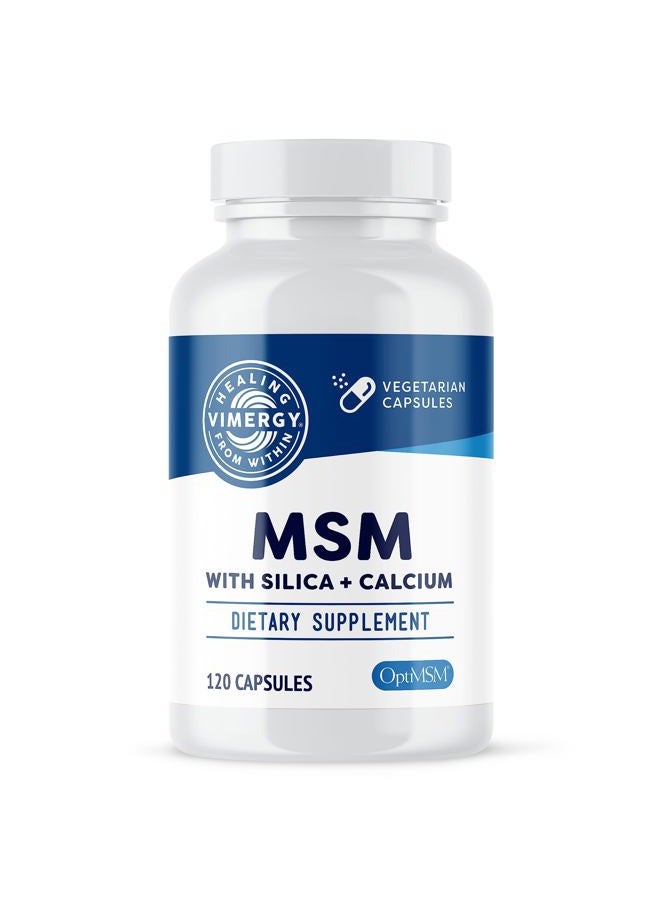 Vimergy MSM with Silica + Calcium Capsules, 120 Servings – Supports Bone Health – Promotes Hair & Nail Health – Non-GMO, Gluten-Free, Kosher, Soy-Free, Corn-Free, Vegan & Paleo Friendly - Image 1