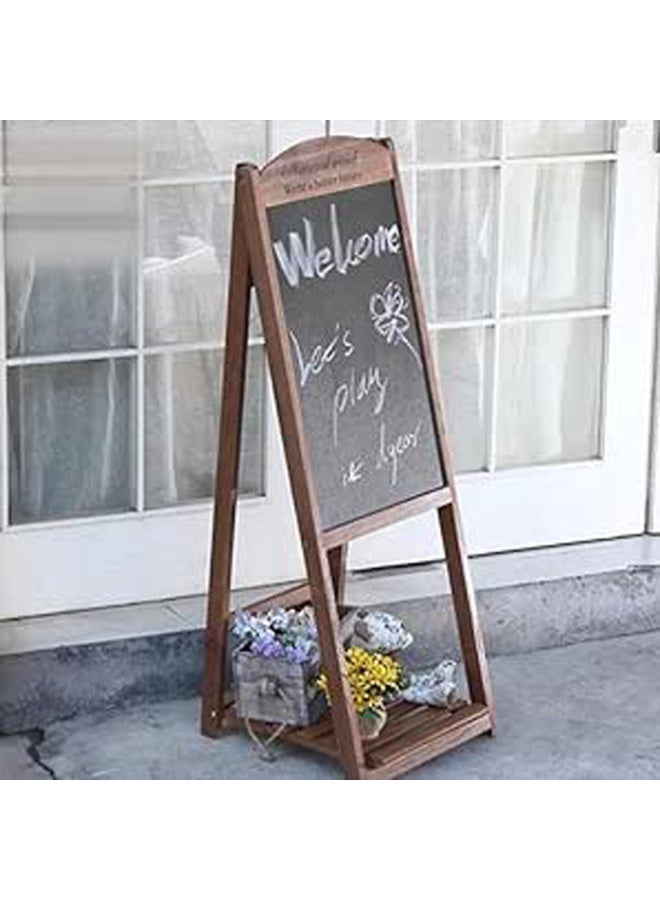 LINGWEI Chalkboard Wooden Foldable Black Board 42x111x42cm Hand Writing Chalk Board with Flower Pot Holder Notice Board Outdoor Display Stand - Image 3