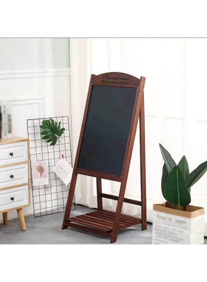 LINGWEI Chalkboard Wooden Foldable Black Board 42x111x42cm Hand Writing Chalk Board with Flower Pot Holder Notice Board Outdoor Display Stand - Image 2