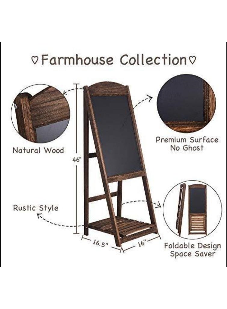 LINGWEI Chalkboard Wooden Foldable Black Board 42x111x42cm Hand Writing Chalk Board with Flower Pot Holder Notice Board Outdoor Display Stand - Image 5