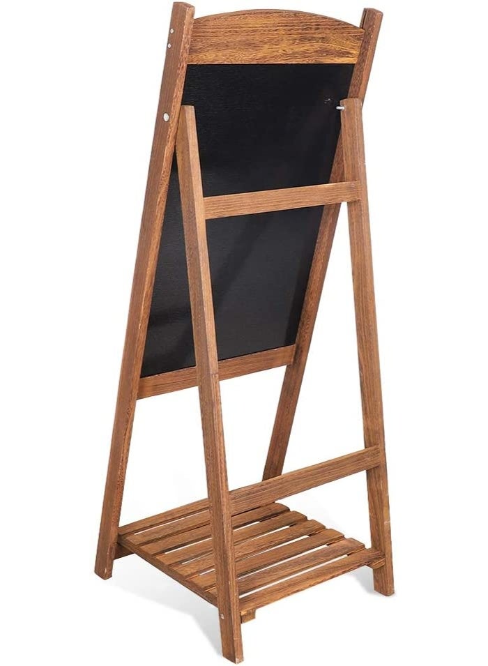 LINGWEI Chalkboard Wooden Foldable Black Board 42x111x42cm Hand Writing Chalk Board with Flower Pot Holder Notice Board Outdoor Display Stand - Image 4