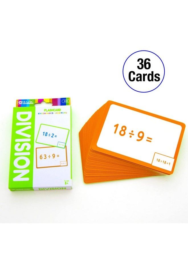 Bazic Products Bazic Division Flash Cards Numbers Elementary Math Flashcards Game At School Problem Solving For Ages 8+ 3Rd Grade 4Th Grade (36/Pack) 1Pack  - Image 3