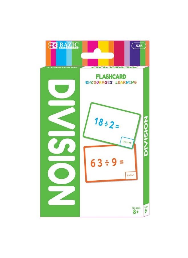 Bazic Products Bazic Division Flash Cards Numbers Elementary Math Flashcards Game At School Problem Solving For Ages 8+ 3Rd Grade 4Th Grade (36/Pack) 1Pack  - Image 2