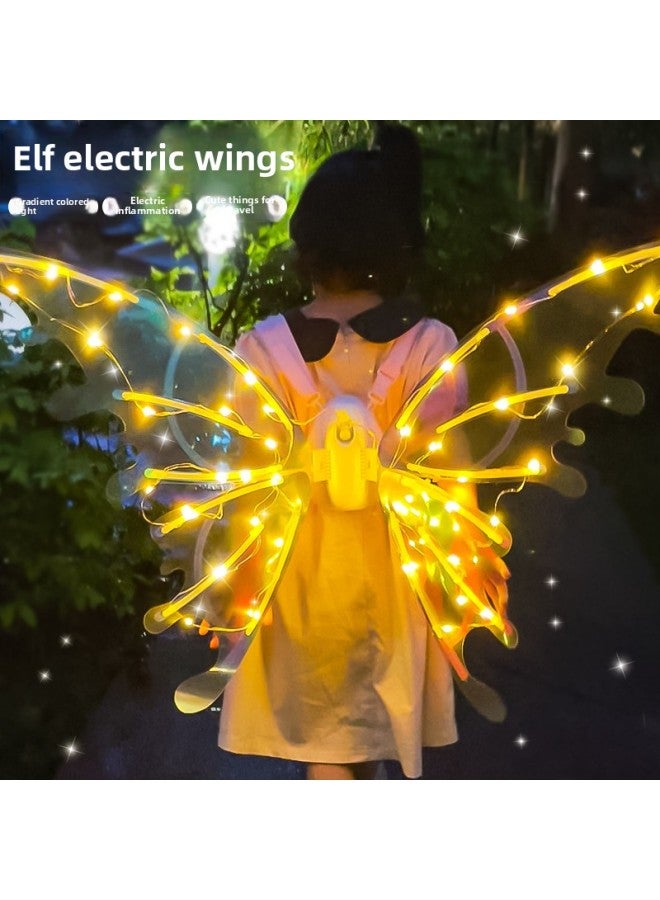 Glowing Butterfly Wings Fairy Girl Electric Back Decoration Children's Toy Princess Children's Year Gift-Color:Battery Model [upgraded National Trend Version + Remote Control Watch] Electric Butterfly Wings  - Image 2