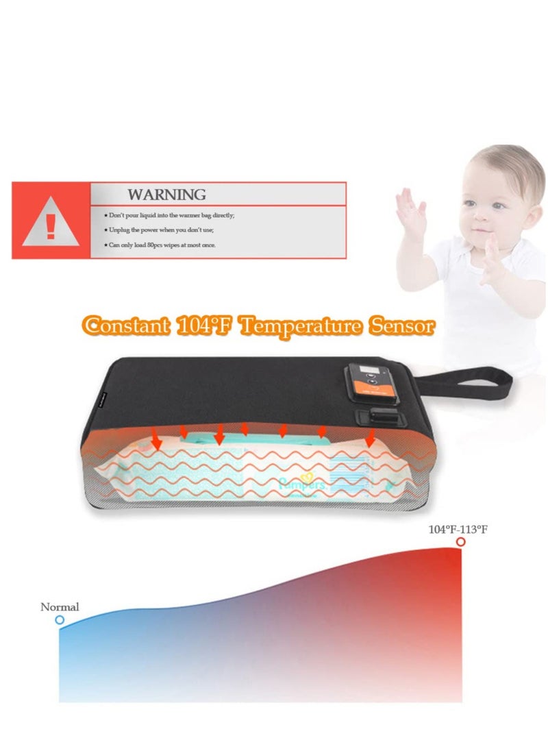 SYOSI - Car Wipes Heater Warmer with Digital Display Screen Portable USB Baby Thermostat Heating Bag Temperature Adjustable Up to 80Pcs Capacity for Home Travel Camping - Image 1