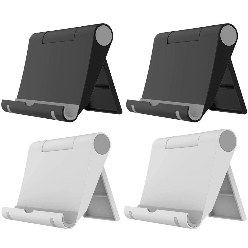 VOVIGGOL 4 Pack Cell Phone Stand for Desk Foldable Cell Phone Holder Mobile Stand Phone Dock Adjustable Tablet Stand Holder Compatible with iPhone 12 Pro 11 Xs X 8 iPad Samsung Black White - Image 3