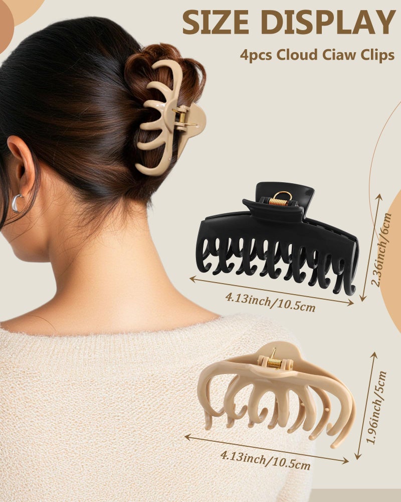 CHLINS 4 Pack Silicone Flexible Hair Claw Clips - Nonslip Large Bendable Soft Claw Clip for Women, Silicone Hair Clips Hair Accessories - Image 4