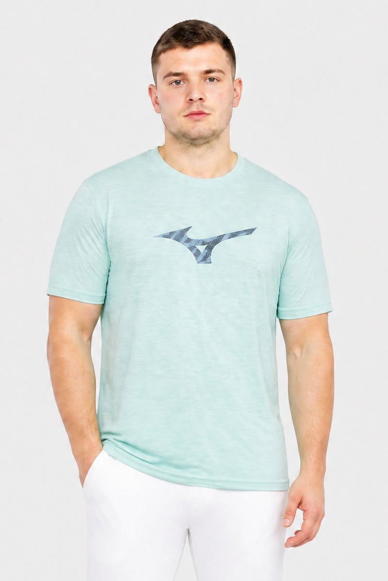 Mizuno Men Sportswear Fit Short Sleeve Training T-Shirt, Heather Green - Image 1