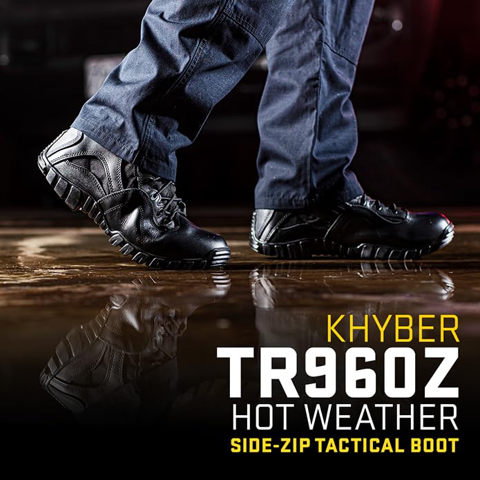 Belleville Khyber TR960Z 8" Lightweight Black Tactical Boots for Men with Zipper - Designed for Police, EMS, and Security Personnel with Vibram Ibex Traction Outsole - 10 - Image 2