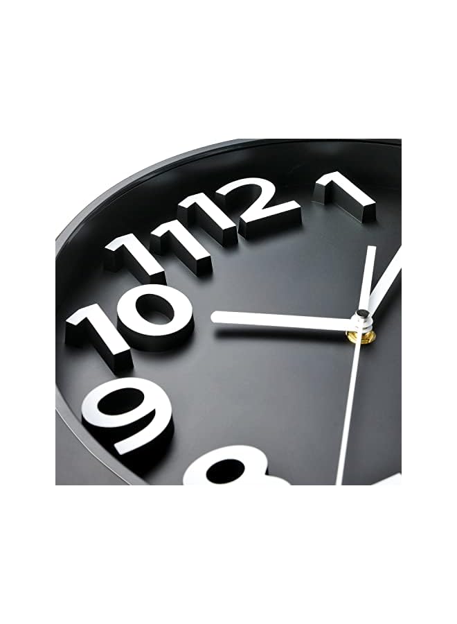 The Bros 13'' Black Wall Clock, Large Battery Operated Wall Clocks Silent Non-Ticking Quartz, Modern Style Suitable for Bedroom Living Room Office Decor - 3D Numbers Display Easy to Read - Image 3