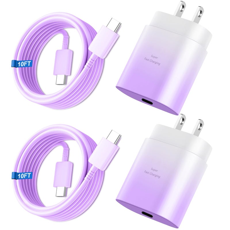 Vilive Super Fast Charger Type C, 25W USB C Wall Charger Fast Charging for Samsung Galaxy S26 Ultra/S26/S26+/S25 Ultra/S25/24 Ultra/S24/S23 Ultra/S22 Ultra with 10FT Long Android Type C Charger Cable 2Pack - Image 1