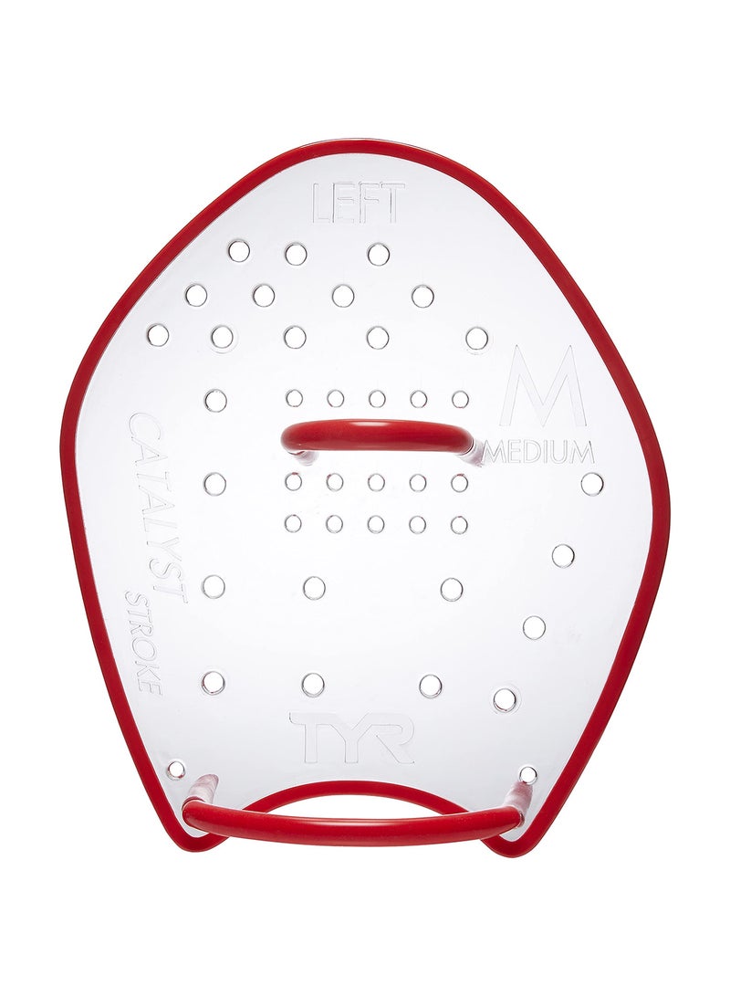 TYR Catalyst Stroke Training Paddles for Swimming (Red/Clear,M) - Image 1