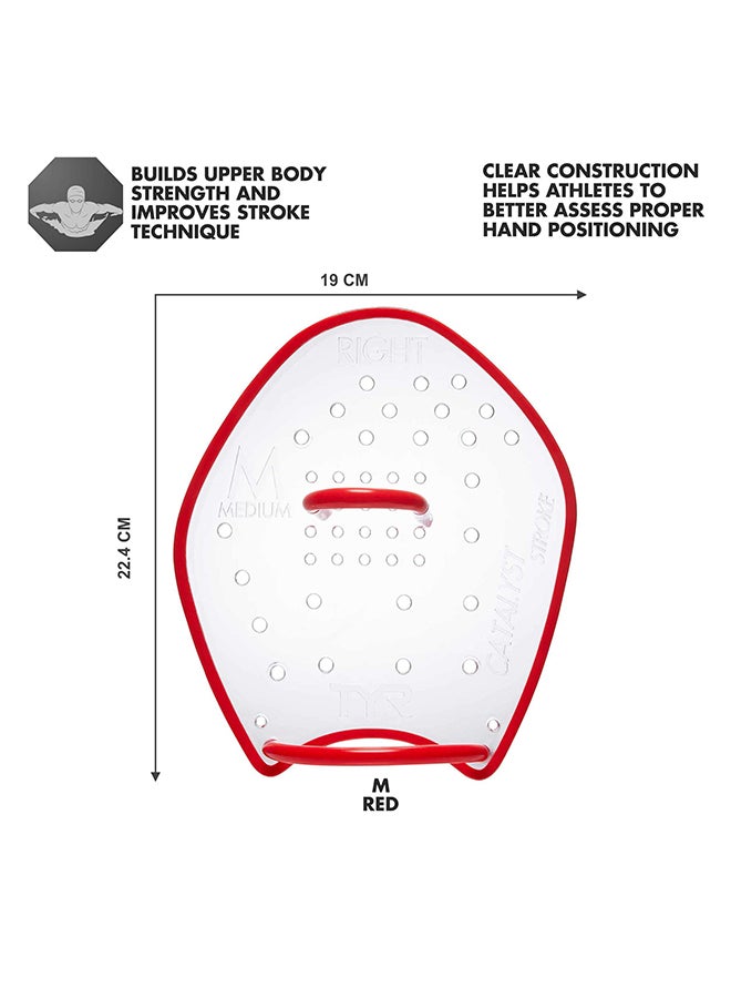 TYR Catalyst Stroke Training Paddles for Swimming (Red/Clear,M) - Image 3