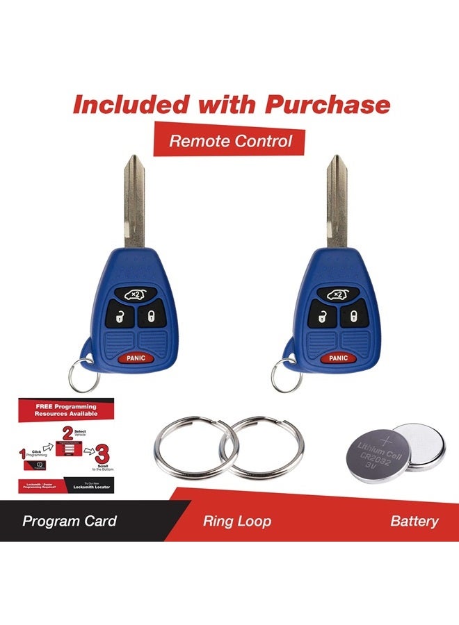 KeylessOption Keyless Entry Remote Control Uncut Car Key Fob Replacement for OHT692427AA KOBDT04A Blue (Pack of 2)