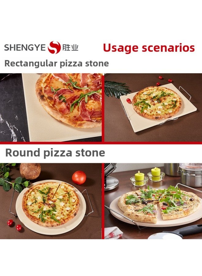 Cordierite Pizza Plate Baking Slate Pizza European Bag Baking Tray Household Cordierite Oven Slate Baking Slate-Specifications:300*400*15mm-Color:Light Yellow  - Image 4