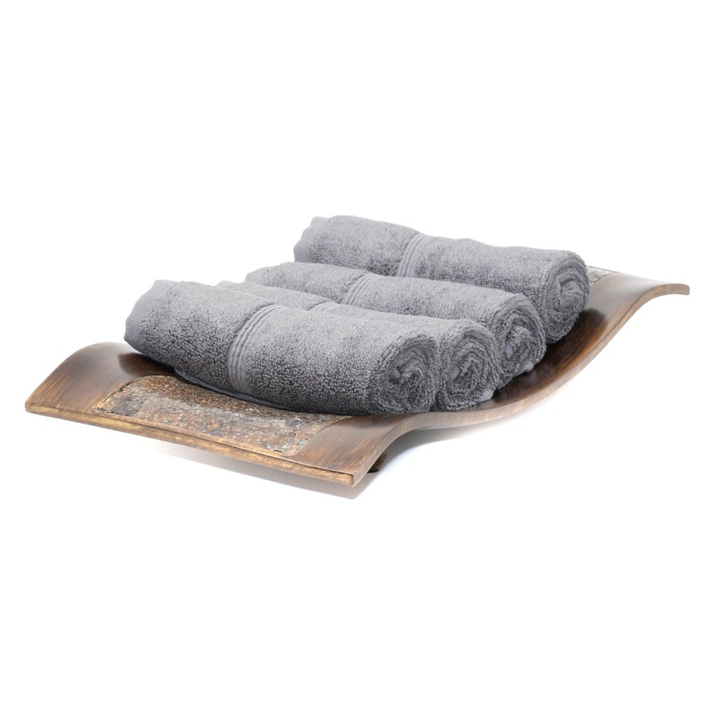 Mosobam Luxury Turkish Towels Set of 4 Washcloths 13X13 Charcoal Gray Dark Grey 700 GSM Bamboo Viscose Aegean Turkish Combed Cotton