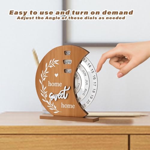 piercing Moon Perpetual Calendar, Desk Calendar, Aesthetic Calendar Wooden Desktop Display with Moon Phase, Unique New Home Gifts for Office & Housewarming - Image 5