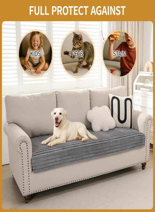 DEEPDREAM Deep Dream Waterproof Couch Cover for Dogs, Fuzzy Sofa Covers for Pet, Non-Slip Couch Covers for 3 Cushion Couch Sofa Pet Friendly (Grey, 35" x 74") - Image 4