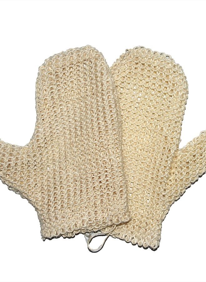 TTYBG Classic Natural Sisal Bath Spa Shower Scrubber Sponge Fiber Glove Mitt Soften Smooth Renew Skin Anti-Aging Eco-Friendly Pack of 2 - Image 1