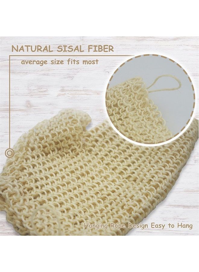 TTYBG Classic Natural Sisal Bath Spa Shower Scrubber Sponge Fiber Glove Mitt Soften Smooth Renew Skin Anti-Aging Eco-Friendly Pack of 2 - Image 3