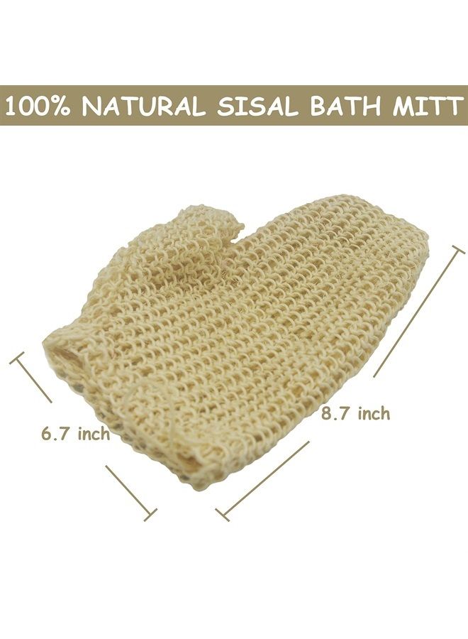 TTYBG Classic Natural Sisal Bath Spa Shower Scrubber Sponge Fiber Glove Mitt Soften Smooth Renew Skin Anti-Aging Eco-Friendly Pack of 2 - Image 4