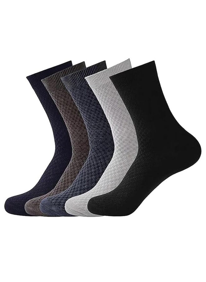 ماغيدا جوارب من الخيزران (5 عبوات)، جوارب مريحة وناعمة ومسامية للرجال والنساء، ماصة للعرق ومزيلة للعرق من الخيزران، أحذية وجوارب جلدية كاجوال مريحة للرجال في الفصول الأربعة - Image 1