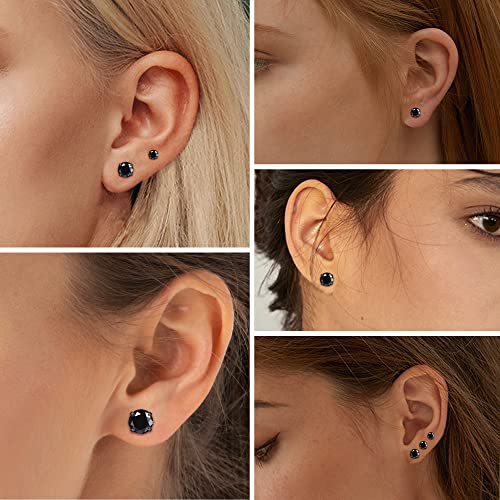 ORAZIO 6Pairs Hypoallergenic Flat Back Earrings 316L Stainless Steel Studs for Sensitive Ears, 3-8mm Cubic Zirconia, Stylish Jewelry for Women Men - Silver - Image 4