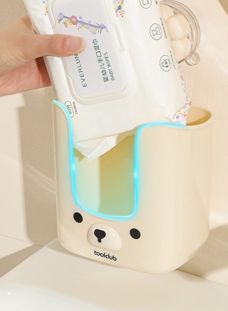 Multifunction Wall Mounted No-drill Powerful Vacuum Suction Cups Tissue Storage Box Cute Bear Shape For Bathroom Kitchen Toilet Towel Paper Holder - Image 2