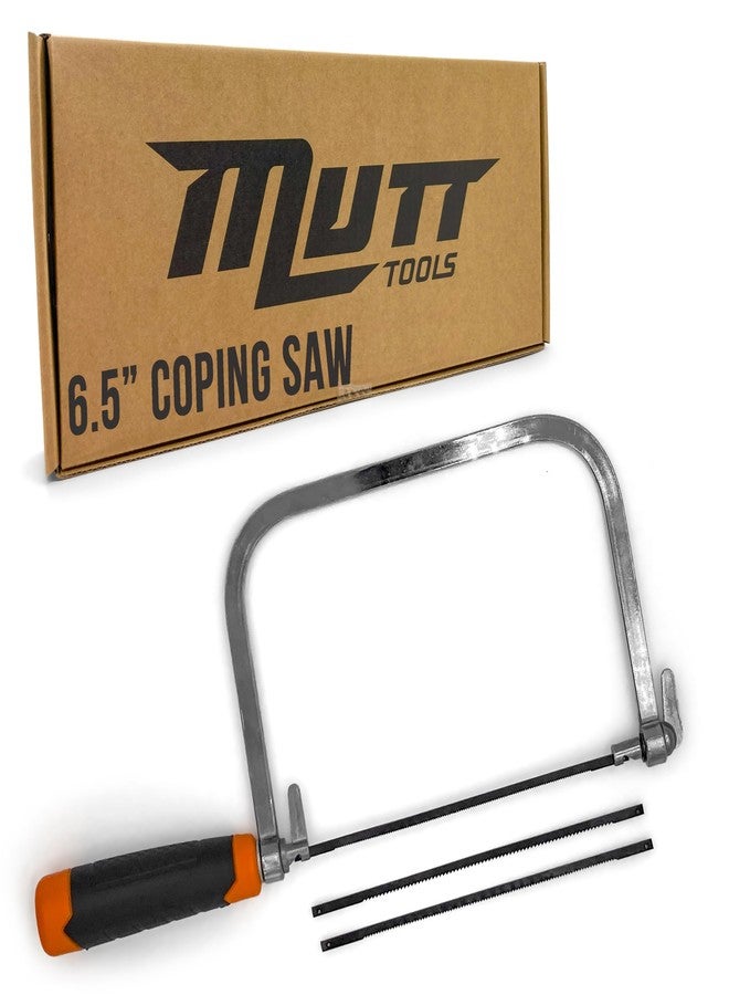 AMERICAN MUTT TOOLS منشار تقطيع من شركة Mutt Tools مقاس 6.5 بوصة لأعمال النجارة - منشار إطاري فاخر مزود بثلاث شفرات من الفولاذ الكربوني لقطع لولبية دقيقة - لمشاريع الخشب التفصيلية - Image 1