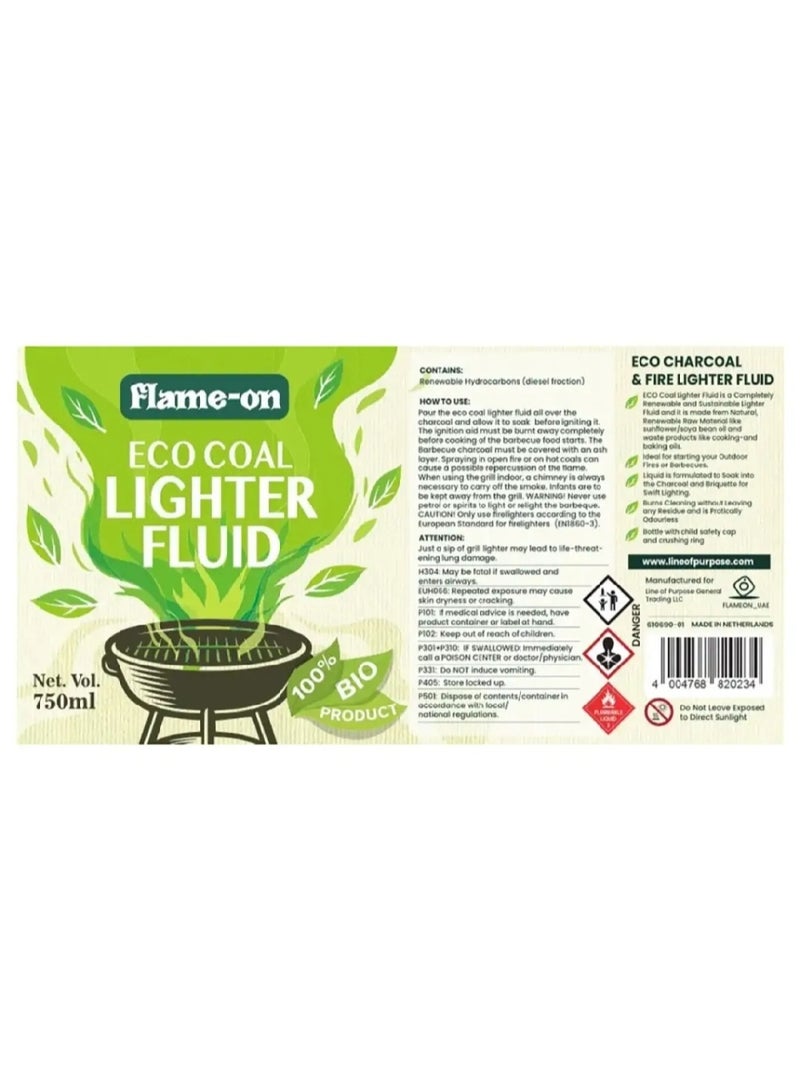 Flame-on Flame On Eco Lighter Fluid 750ml – Odourless BBQ Charcoal & Coal Fire Starter, Eco-Friendly & Fast Ignition for Grills, Firepits & Campfires - Image 2