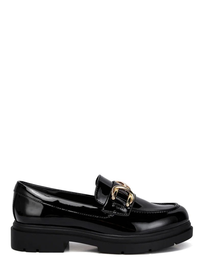 London Rag Horsebit Embellished Platform Loafers in Black