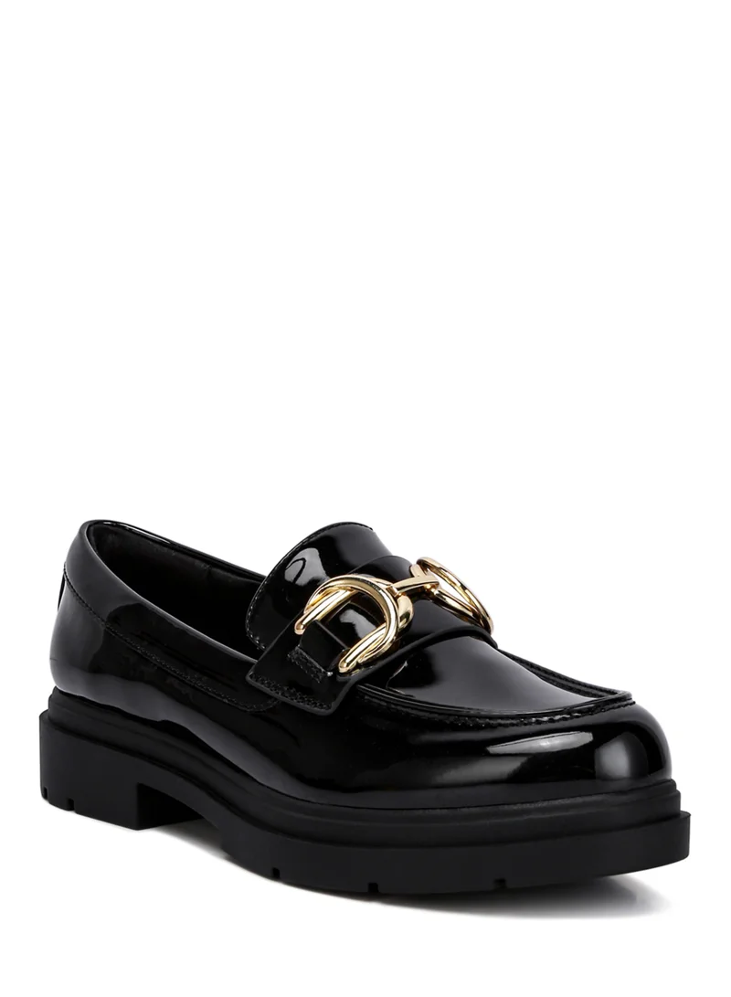 London Rag Horsebit Embellished Platform Loafers in Black