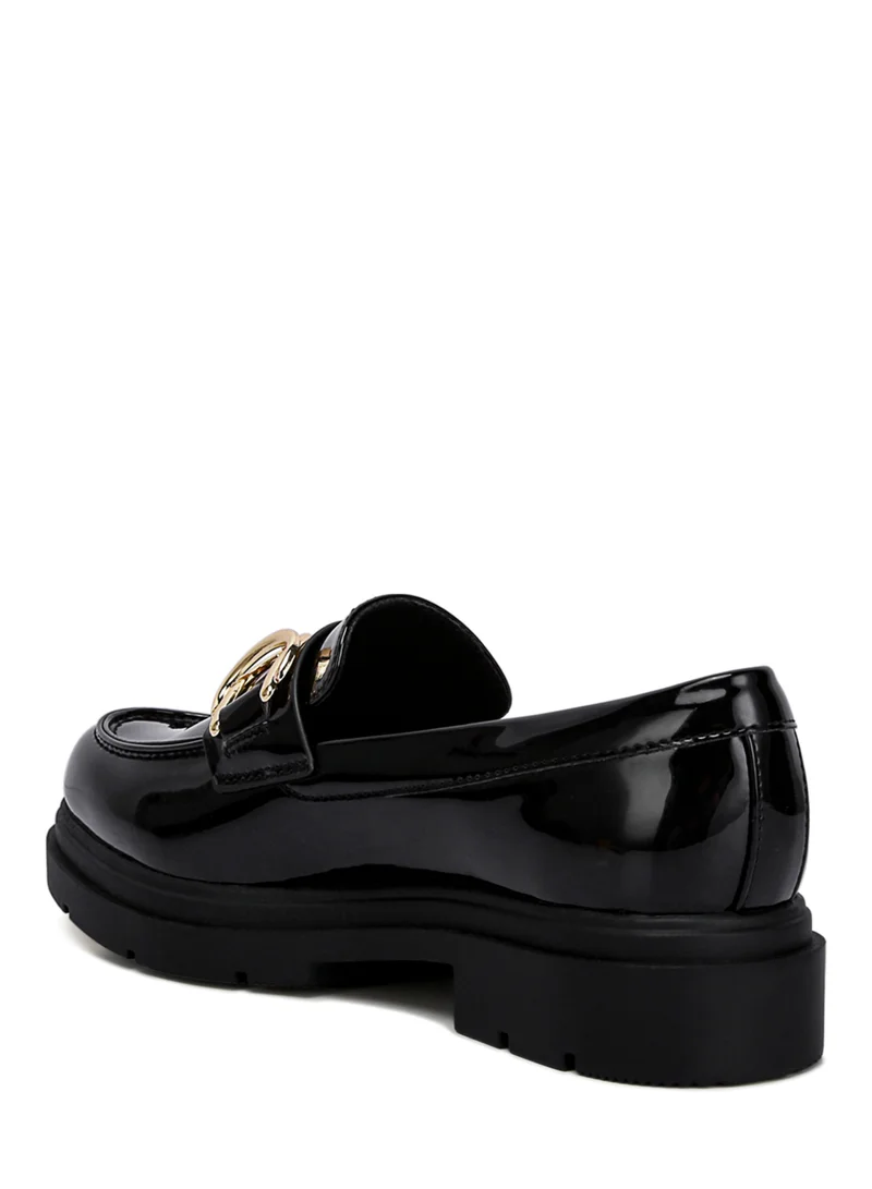 London Rag Horsebit Embellished Platform Loafers in Black